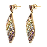 Yellow Gold Rhodium Plated Sterling Silver Earring With African Amethyst, Citrine, Iolite, Peridot, Swiss Blue Topaz, And Red Garnet - Fashion Apparel 