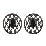 Black Ruthenium Plated Stunning Sterling Silver Earring Adorned With Polished Black Spinel - Fashion Apparel 