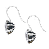 Jeweled With Polished White Topaz, Rhodium Plated Sterling Silver Earring. - Fashion Apparel 