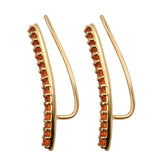 Stylish Yellow Gold Rhodium Plated Sterling Silver Earring Adorned With Fire Opal - Fashion Apparel 