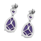 Purple Jade Gemstones Well Crafted In Rhodium Plated Sterling Silver Earring - Fashion Apparel 