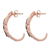 Rose Gold Rhodium Plated Sterling Silver Earring With Polished Rhodolite Garnet, And Natural White Zircon - Fashion Apparel 