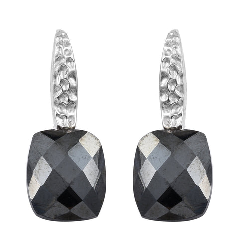 Rhodium Plated Sterling Silver Earring With Well-Crafted And Polished Hematite. - Fashion Apparel 