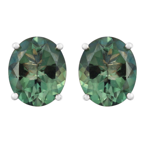 Studded Sterling Silver Earring With Flawless Mystic Chrome Quartz In A Rhodium Plated Sterling Silver Base. - Fashion Apparel 