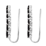 Sterling Silver Earring With Rhodium Plating And Black Spinel - Fashion Apparel 