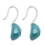 Drop Styled Sterling Silver Earring With Rhodium Plating And Polished Turquoise. - Fashion Apparel 
