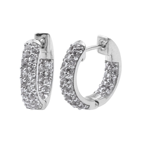 White Topaz Earrings Polished With Rhodium In Sterling Silver. - Fashion Apparel 