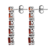 Fire Opal Earrings Polished With Rhodium In Sterling Silver. - Fashion Apparel 