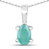 1.48 Carat Emerald, Glass Filled Ruby and Glass Filled Sapphire .925 Sterling Silver Pendant - Fashion Apparel 