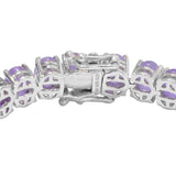 Purple Jade Plated With Rhodium In Sterling Silver. - Fashion Apparel 