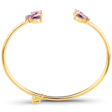 Gold Plated Sterling Silver Bangle With Polished Brazil Amethyst, And Peridot Gemstones. - Fashion Apparel 