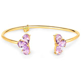 Gold Plated Sterling Silver Bangle With Polished Brazil Amethyst, And Peridot Gemstones. - Fashion Apparel 