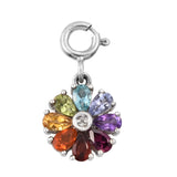 Sterling Silver Pendant With Rhodium Plating And Apatite, African Amethyst, Citrine, Fire Opal, Rhodolite Garnet, Peridot, Red Garnet, Tanza - Fashion Apparel 