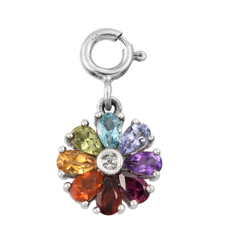 Sterling Silver Pendant With Rhodium Plating And Apatite, African Amethyst, Citrine, Fire Opal, Rhodolite Garnet, Peridot, Red Garnet, Tanza - Fashion Apparel 