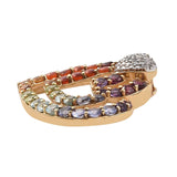 Stately Sterling Silver Pendant With Yellow Gold Plating And Apatite, African Amethyst, Citrine, Fire Opal, Iolite, Rhodolite Garnet, Perido - Fashion Apparel 