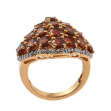 Rhodolite Garnet Silver Sterling Stud Ring With A Finishing Touch Of Rose Gold Rhodium. - Fashion Apparel 