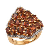 Rhodolite Garnet Silver Sterling Stud Ring With A Finishing Touch Of Rose Gold Rhodium. - Fashion Apparel 