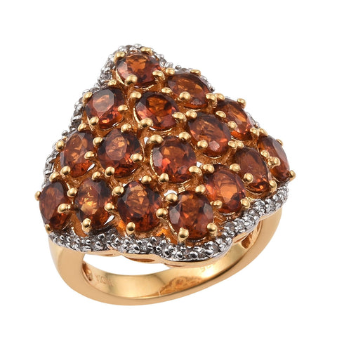 Rhodolite Garnet Silver Sterling Stud Ring With A Finishing Touch Of Rose Gold Rhodium. - Fashion Apparel 