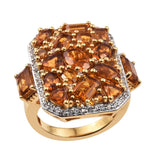 Natural White Zircon With Citrine Polished With Yellow Gold Rhodium In Sterling Silver. - Fashion Apparel 