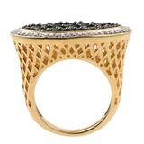 Russian Diopside With White Zircon Sterling Silver Polished With Yellow Gold Rhodium. - Fashion Apparel 