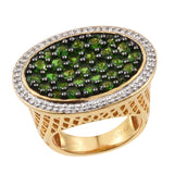 Russian Diopside With White Zircon Sterling Silver Polished With Yellow Gold Rhodium. - Fashion Apparel 