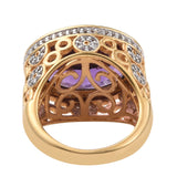 Yellow Gold Plated Sterling Silver Ring With Bolivian Amethyst, White Topaz - Fashion Apparel 