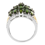 Embellished Sterling Silver Ring With Rhodium Plating And Russian Diaopside, White Topaz. - Fashion Apparel 