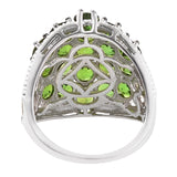 Embellished Sterling Silver Ring With Rhodium Plating And Russian Diaopside, White Topaz. - Fashion Apparel 