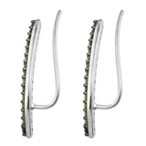 Alluring Rhodium Plated Sterling Silver Earring With Polished Russian Diaopside - Fashion Apparel 