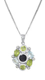 Garnet And White Topaz Sterling Silver Necklace Set In Rhodium - Fashion Apparel 