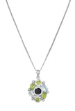 Garnet And White Topaz Sterling Silver Necklace Set In Rhodium - Fashion Apparel 