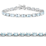 10.71 Carat Genuine Blue Topaz .925 Sterling Silver Bracelet - Fashion Apparel 