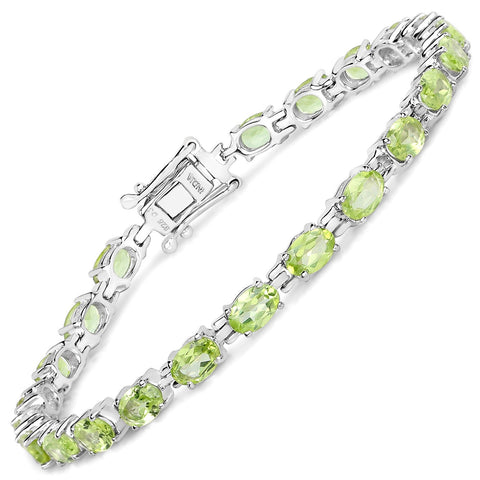 9.03 Carat Genuine Peridot .925 Sterling Silver Bracelet - Fashion Apparel 