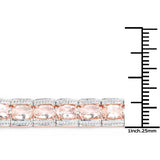 18K Rose Gold Plated 11.61 Carat Genuine Morganite .925 Sterling Silver Bracelet - Fashion Apparel 