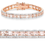 18K Rose Gold Plated 11.61 Carat Genuine Morganite .925 Sterling Silver Bracelet - Fashion Apparel 