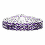 21.21 Carat Genuine Amethyst .925 Sterling Silver Bracelet - Fashion Apparel 