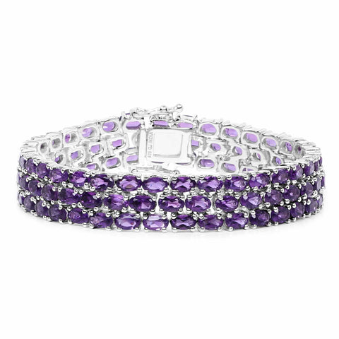 21.21 Carat Genuine Amethyst .925 Sterling Silver Bracelet - Fashion Apparel 