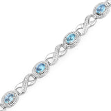 5.60 Carat Genuine Swiss Blue Topaz .925 Sterling Silver Bracelet - Fashion Apparel 