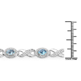 5.60 Carat Genuine Swiss Blue Topaz .925 Sterling Silver Bracelet - Fashion Apparel 