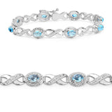 5.60 Carat Genuine Swiss Blue Topaz .925 Sterling Silver Bracelet - Fashion Apparel 