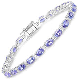 9.68 Carat Genuine Tanzanite .925 Sterling Silver Bracelet - Fashion Apparel 
