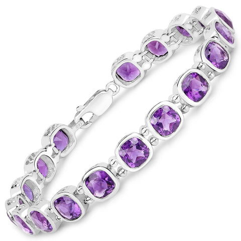 13.50 Carat Genuine Amethyst .925 Sterling Silver Bracelet - Fashion Apparel 