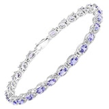 6.00 Carat Genuine Tanzanite .925 Sterling Silver Bracelet - Fashion Apparel 