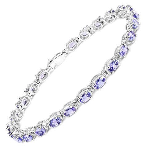 6.00 Carat Genuine Tanzanite .925 Sterling Silver Bracelet - Fashion Apparel 
