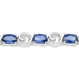 7.68 Carat Genuine Blue Sapphire .925 Sterling Silver Bracelet - Fashion Apparel 