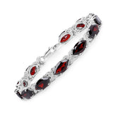 23.64 Carat Genuine Garnet .925 Sterling Silver Bracelet - Fashion Apparel 