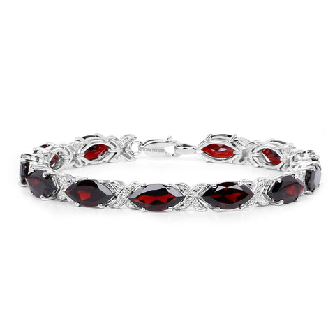 23.64 Carat Genuine Garnet .925 Sterling Silver Bracelet - Fashion Apparel 