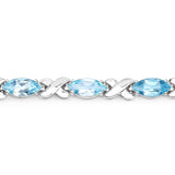 13.20 Carat Genuine Blue Topaz .925 Sterling Silver Bracelet - Fashion Apparel 