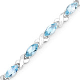 13.20 Carat Genuine Blue Topaz .925 Sterling Silver Bracelet - Fashion Apparel 