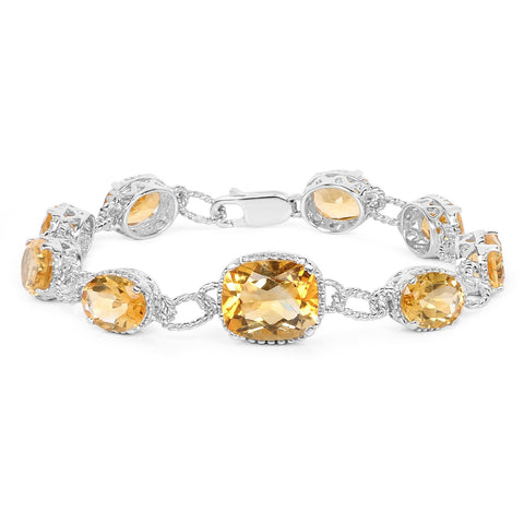 18.40 Carat Genuine Citrine .925 Sterling Silver Bracelet - Fashion Apparel 